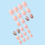 24pcs/Set Blue Glitter Butterflie French Tips Press-On Nails