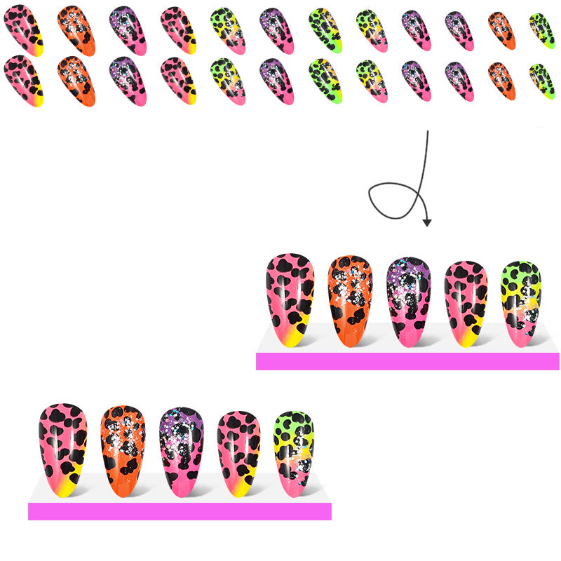 24pcs/Set Gradient Leopard Print Press-On Nails