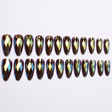 24pcs/Set Diamond Teardrop Metallic Solid Press-On Nails