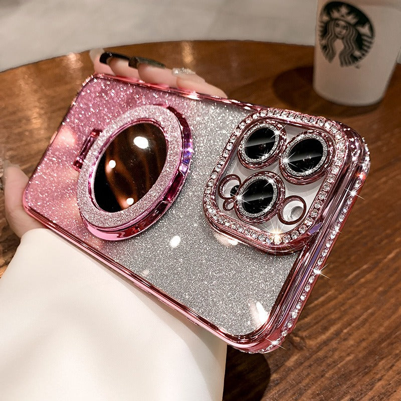 Mirror Stand Rhinestone iPhone Case