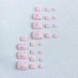 24pcs/Set Peach Blossom French Tips Press On Toe nails