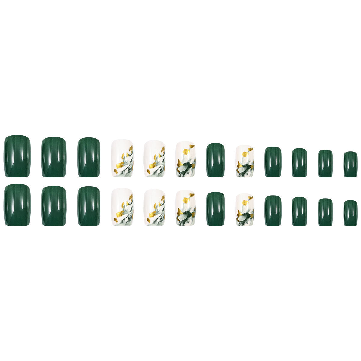 24pcs/Set Marble Marble Effect Short Press On Nails