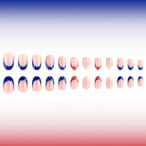 24pcs/Set Independence Day Red White & Blue French Press-On Nails