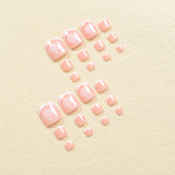 24pcs/Set White French Heart Press On Toe Nails