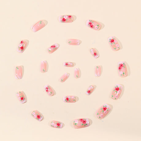 24pcs/Set Irregular Gold Line Embossed Floral Press-On Nails