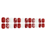 24pcs/Set Christmas Snowflake Red Short Press On Nails