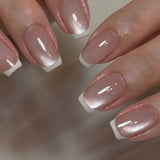 24pcs/Set French Cat Eye Press-On Nails