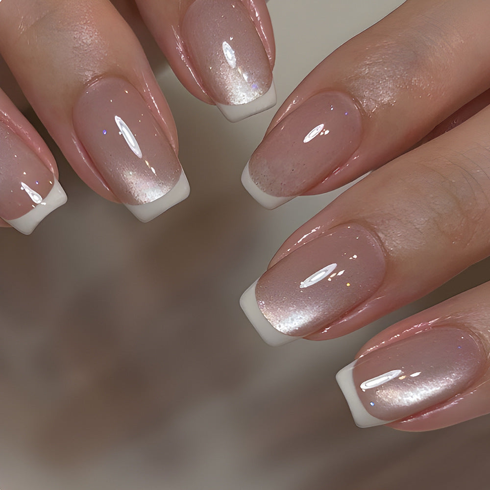 24pcs/Set French Cat Eye Press-On Nails