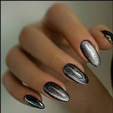 24pcs/Set Black Cat Eye Press-On Nails