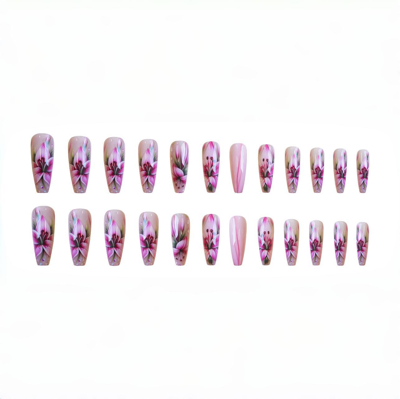 24pcs/Set Flower Press-On Nails