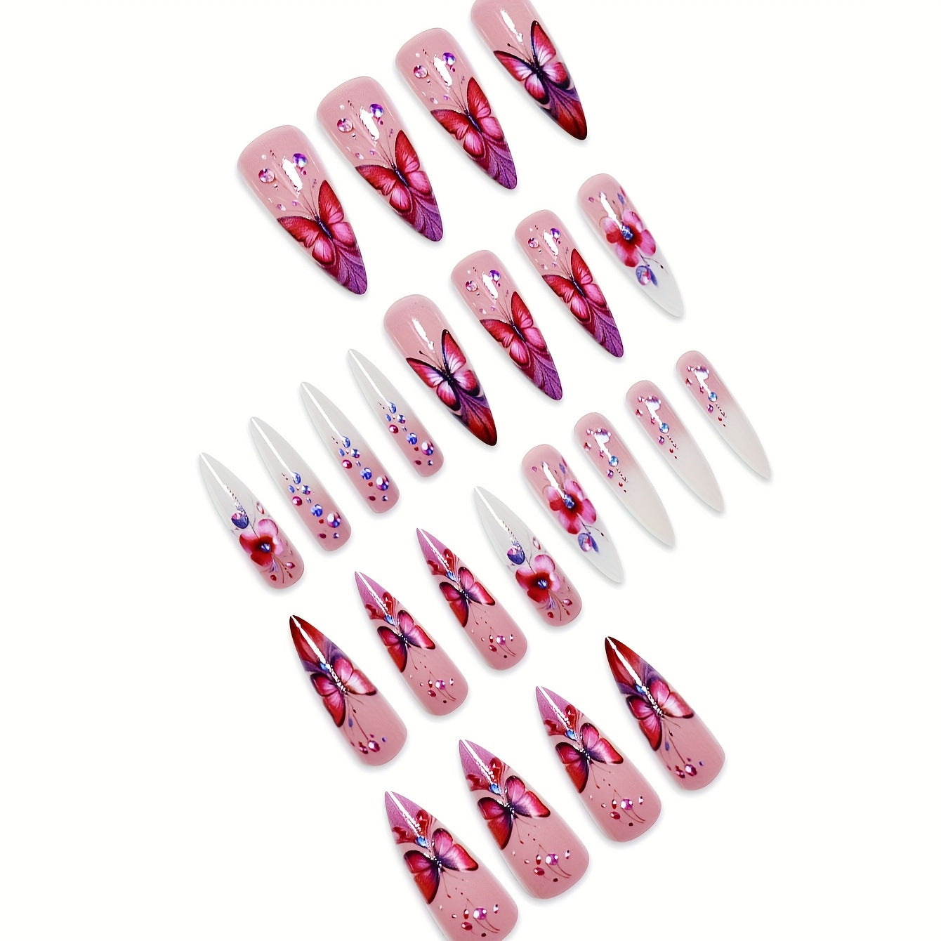 24pcs/Set Butterfly Press-On Nails