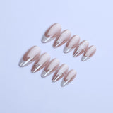 24pcs/Set White Chrome French Tips Press-On Nails