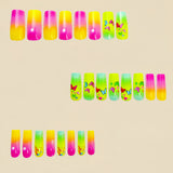 24pcs/Set Ombre Yellow Butterflies Press-On Nails