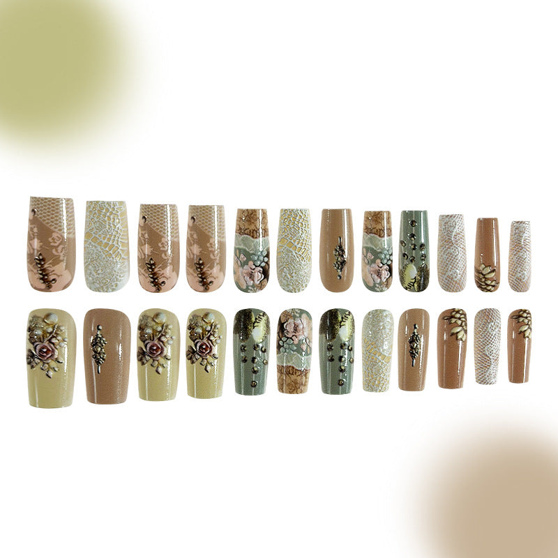 24pcs/Set Flower Press-On Nails