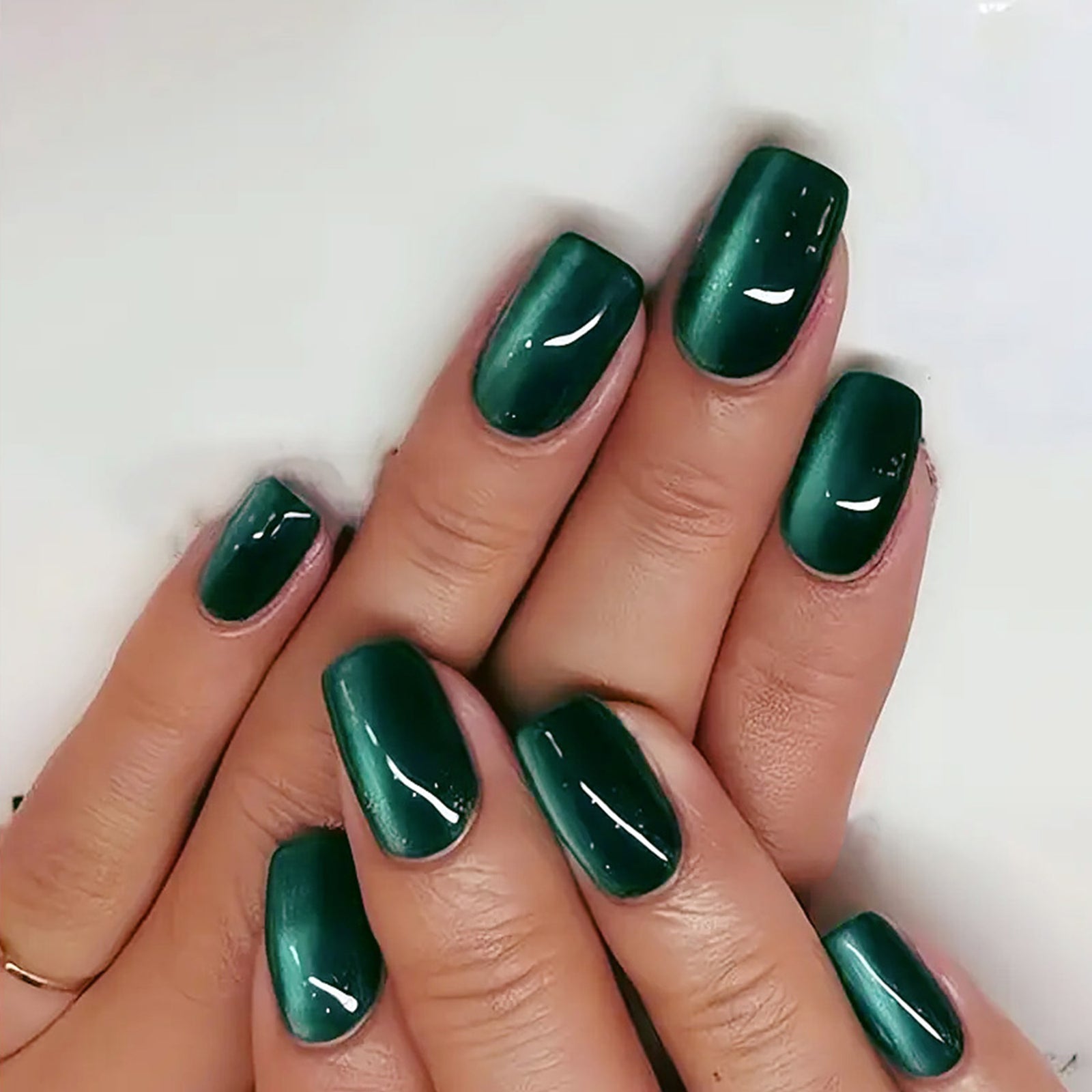 24pcs/Set Green Cat Eye Press-On Nails