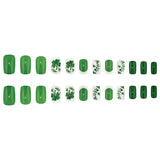 24pcs/Set Green White Clover Press-On Nails