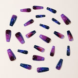 24pcs/Set Blue Purple Gradient Starry Sky Press-On Nails
