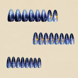 24pcs/Set Blue Snowflake Reindeer Glitter Gradient Press-On Nails