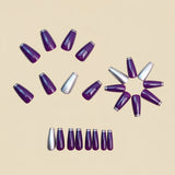 24pcs/Set Dark Red & Copper Electroplated Press-On Nails