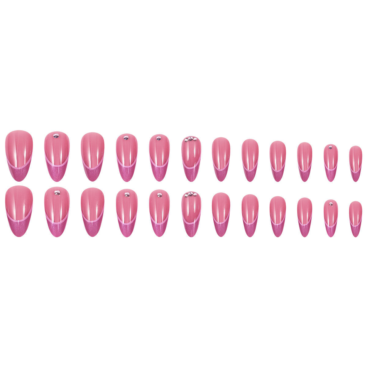 24pcs/Set Magenta French Press-On Nails