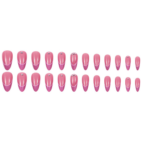 24pcs/Set Magenta French Press-On Nails