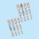 24pcs/Set Gradient Black Edge Flora Press-On Nails