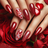 24pcs/Set Heart Glitter Press-On Nails