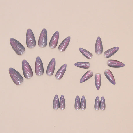 24pcs/Set Wavy Gradient Press-On Nails