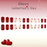 24pcs/Set Red Hearts Press-On Nails