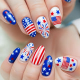 24pcs/Set Independence Day Fireworks Stars and Stripes Press-On Nails