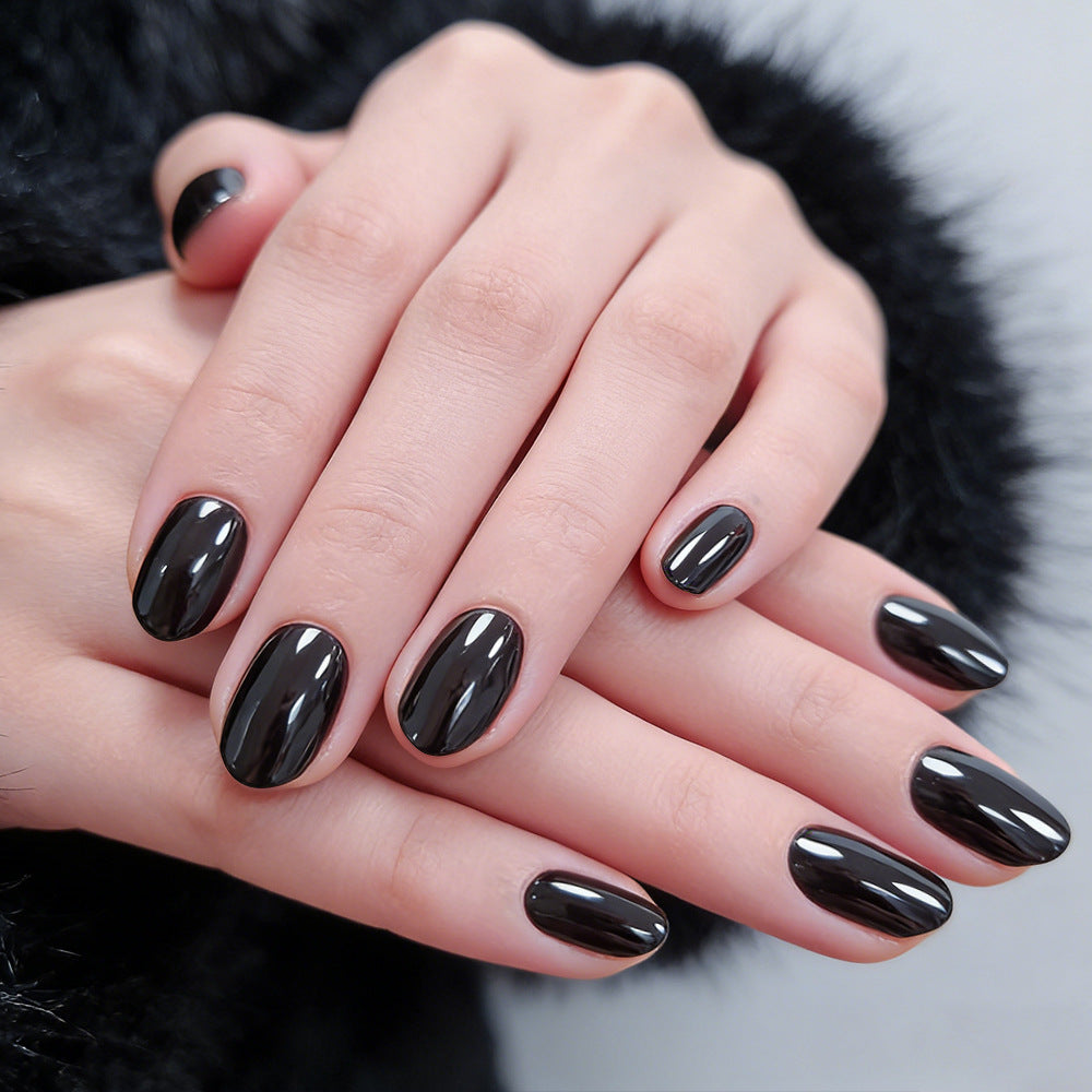 24pcs/Set Black Chrome Press-On Nails