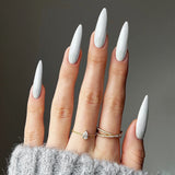 24pcs/Set Pointed White Press-On Nails