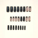 24pcs/Set Black Hollow Butterfly Wings Press-On Nails