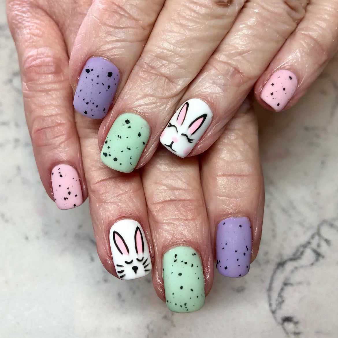24pcs/Set Matte Easter Bunny Press-On Nails
