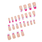 24pcs/Set Nude French Tips with Colorful Hearts Press-On Nails