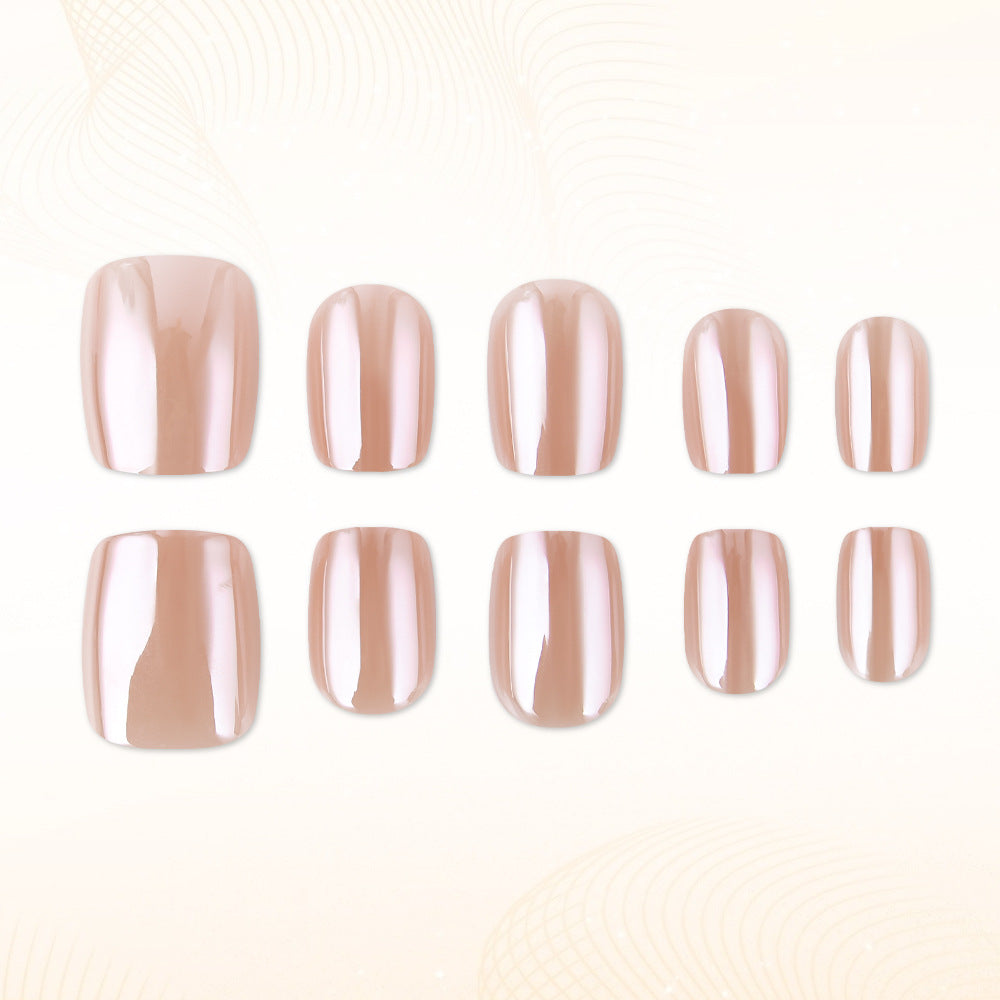 24pcs/Set Rose Gold Chrome Short Press On Nails