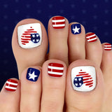 24pcs/Set Heart Flag Stars Press On Toe Nails