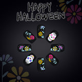 24pcs/Set Halloween Skull Ghost Face Flowers Press-On Nails