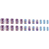 24pcs/Set Purple Gradient Stripes Press-On Nails