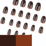 24pcs/Set Brown Polka Dot Press-On Nails