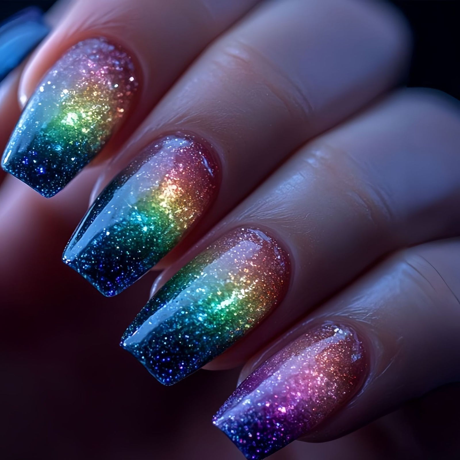 24pcs/Set Colorful Ombre Marble Press-On Nails