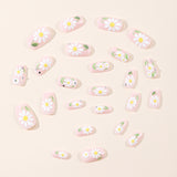 24pcs/Set Fresh Daisy Flowers Short Press On Nails