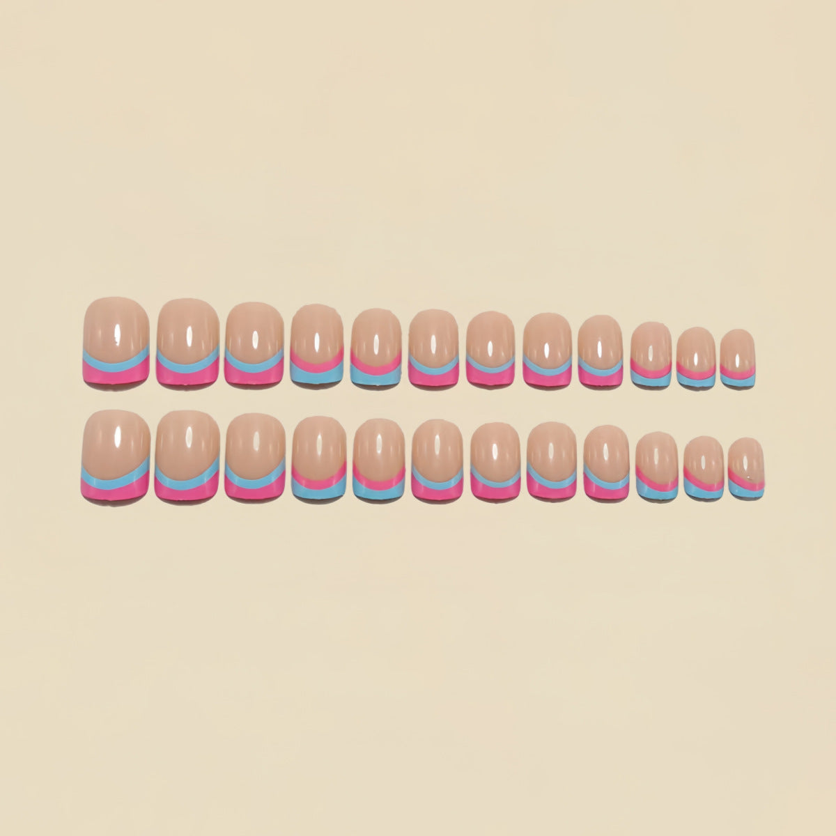 24pcs/Set Pink French Tips Press-On Nails