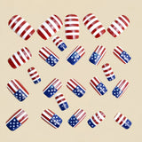 24pcs/Set American Flag Stars and Stripes Press-On Nails