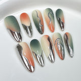 10pcs/Set Gradient Metallic Press-On Nails