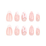 24pcs/Set White French Tip Bow Press-On Nails