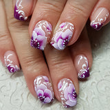 24pcs/Set Purple Rose French Press-On Nails