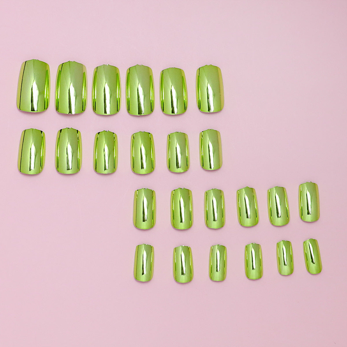 24pcs/Set Green Powder Mirror Press-On Nails