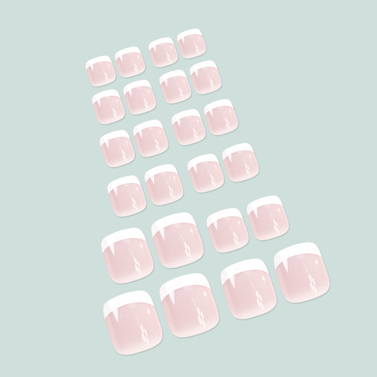 24pcs/Set French Tips Press On Toe Nails