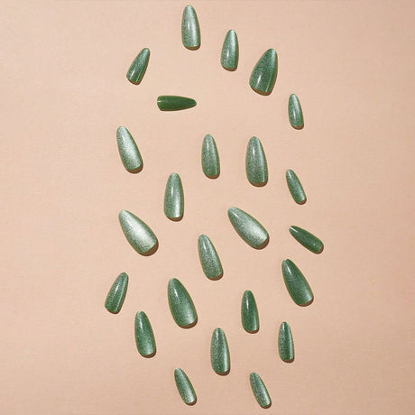 24pcs/Set Green Cat Eye Press-On Nails